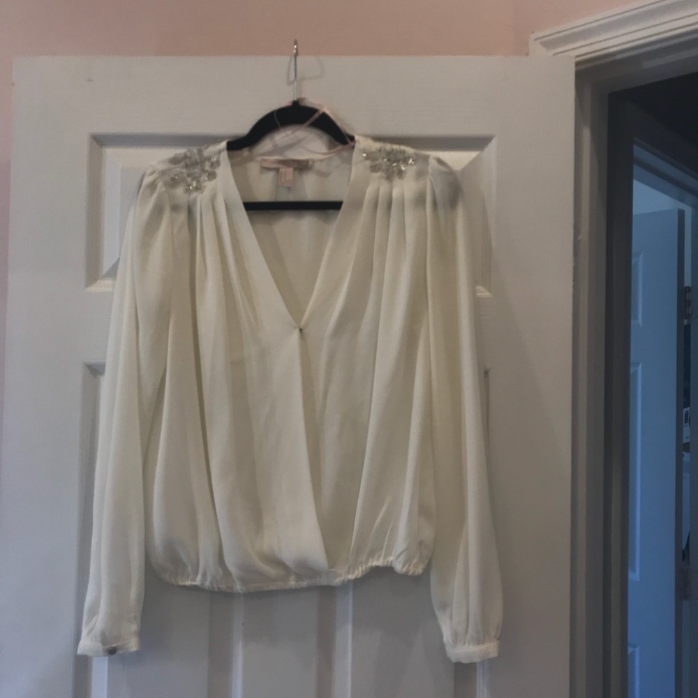 Embroidered surplice top